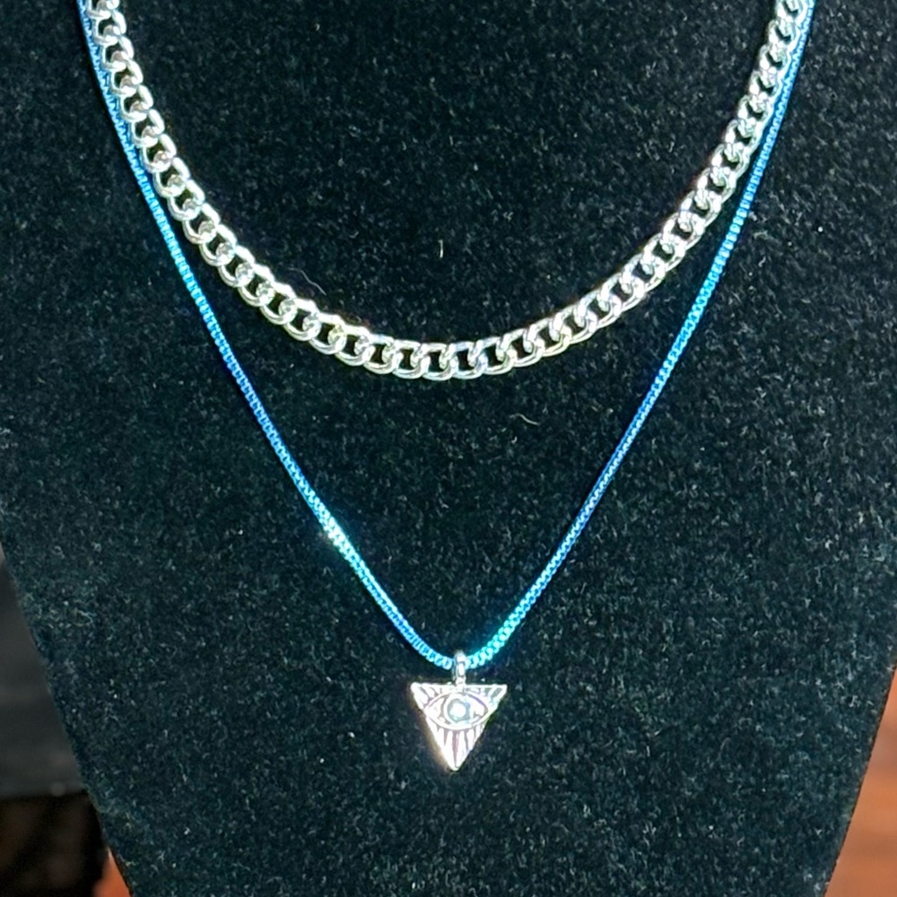 Wild Fable Silver and Blue Triangle Pendant Necklace